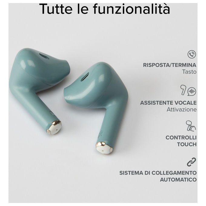 SBS Auricolari True Wireless Bluetooth 5.0 Verde per Musica e Chiamate con Custodia