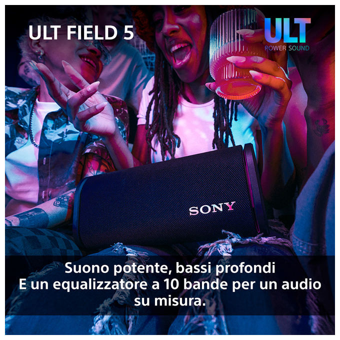 Sony SRSULT50W.CE7 ULT Field 5 Altoparlante Portatile Bluetooth 25h Batteria IP67 Wi-Fi Luci LED 360 colore Bianco