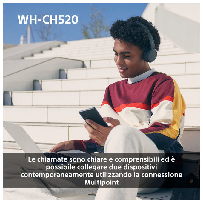 Sony WHCH520P.CE7 WH-CH520 Cuffie Bluetooth 5.2 On-Ear Wireless Autonomia 40h USB-C colore Rosa
