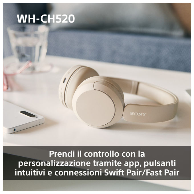 Sony WHCH520P.CE7 WH-CH520 Cuffie Bluetooth 5.2 On-Ear Wireless Autonomia 40h USB-C colore Rosa