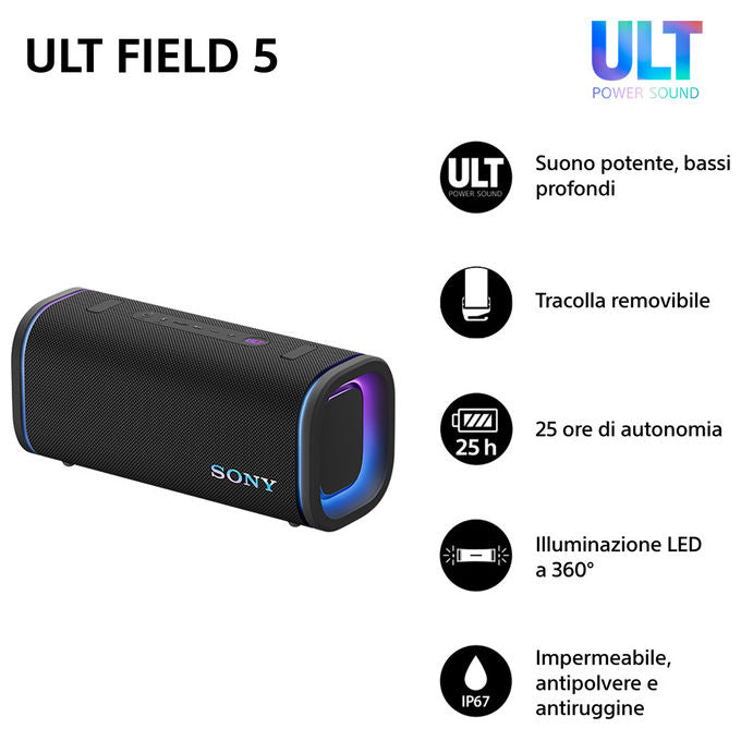 Sony SRS-ULT50B Altoparlante Bluetooth Portatile Nero Impermeabile 25h Batteria