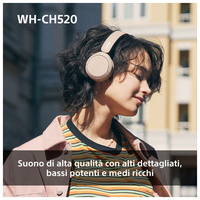 Sony WHCH520Y Cuffie Wireless Bluetooth Gialle 40h Autonomia Musica e Chiamate