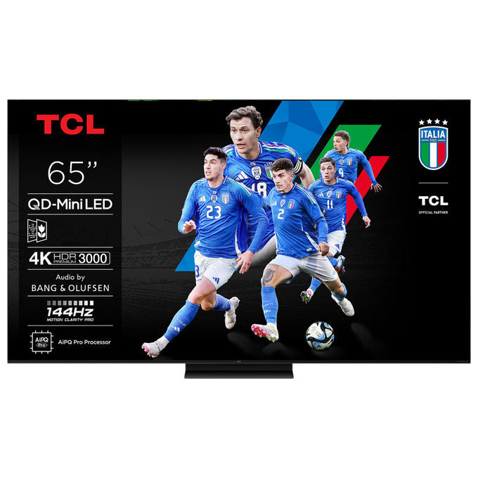 TCL 65C79K Serie C79K Smart TV 65'' 4K QD-Mini LED Google TV 144Hz Dolby Vision IQ HDR10+ Audio BandO Dolby Atmos colore Metallico