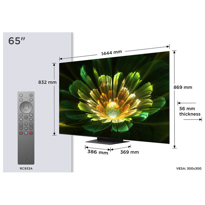 TCL 65C79K Serie C79K Smart TV 65'' 4K QD-Mini LED Google TV 144Hz Dolby Vision IQ HDR10+ Audio BandO Dolby Atmos colore Metallico