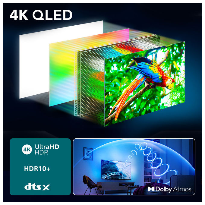 Philips Smart TV 55PUS8510 55'' 4K Ultra HD QLED Ambilight HDR10+ 60Hz