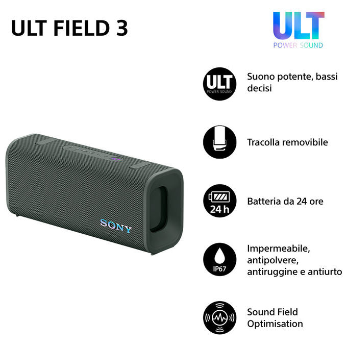 Sony SRSULT30H Altoparlante Portatile Wireless Stereo Grigio Bluetooth IP67 24h