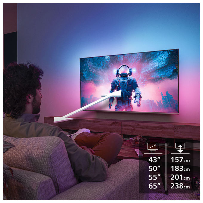 Philips 43PUS8510 Ambilight Smart TV 43'' QLED 4K Ultra HD Dolby Atmos Titan OS colore Nero