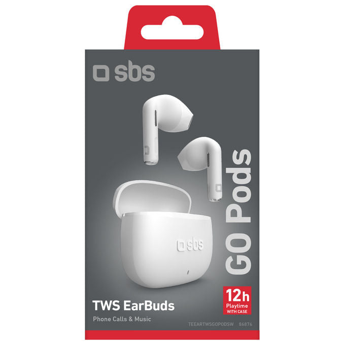 Auricolari True Wireless SBS Bluetooth Stereo Bianchi con Custodia di Ricarica