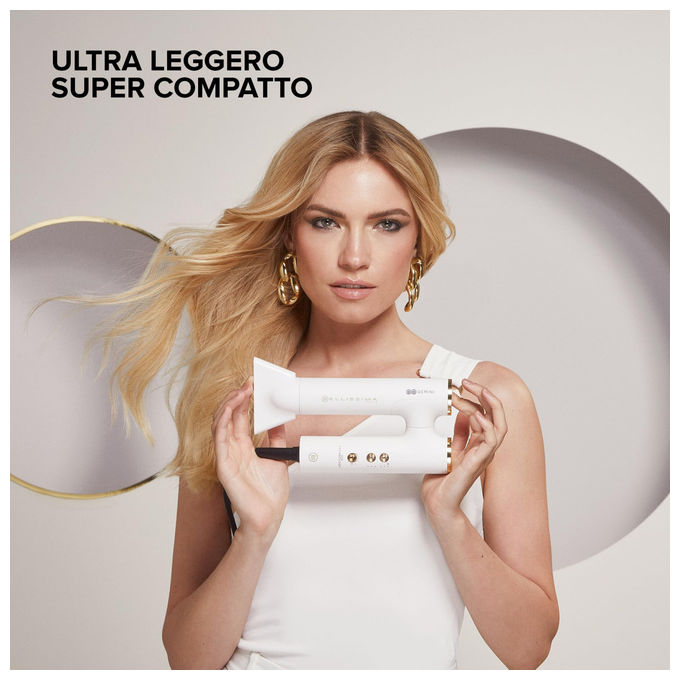 Bellissima 11918 Gemini Asciugacapelli 1400W Motore Digitale Ionico 3 velocita' 3 temperature Diffusore e Concentratori colore Bianco