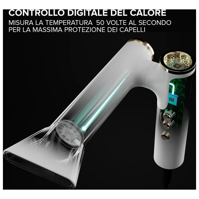 Bellissima 11918 Gemini Asciugacapelli 1400W Motore Digitale Ionico 3 velocita' 3 temperature Diffusore e Concentratori colore Bianco