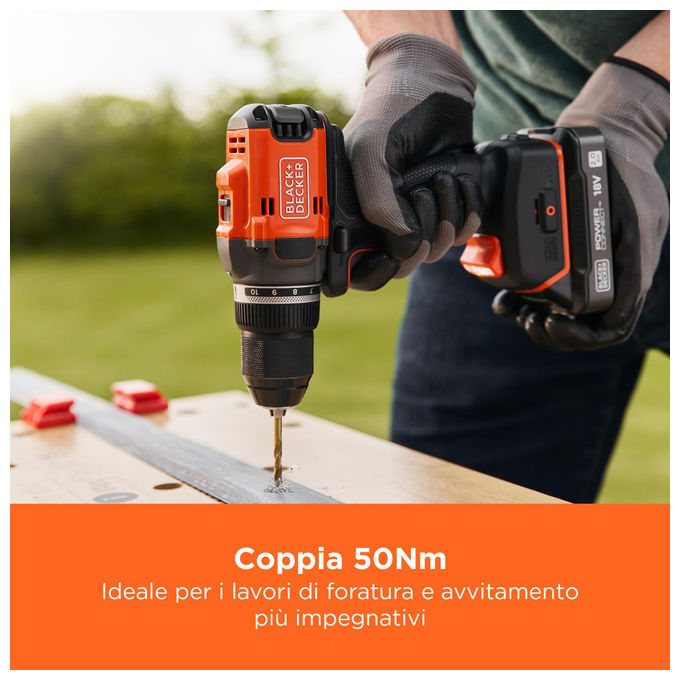 Black+decker BLD682XN-XJ Trapano Avvitatore Brushless 18V 50Nm 2 Velocita' Mandrino 13mm LED senza batteria colore Arancione