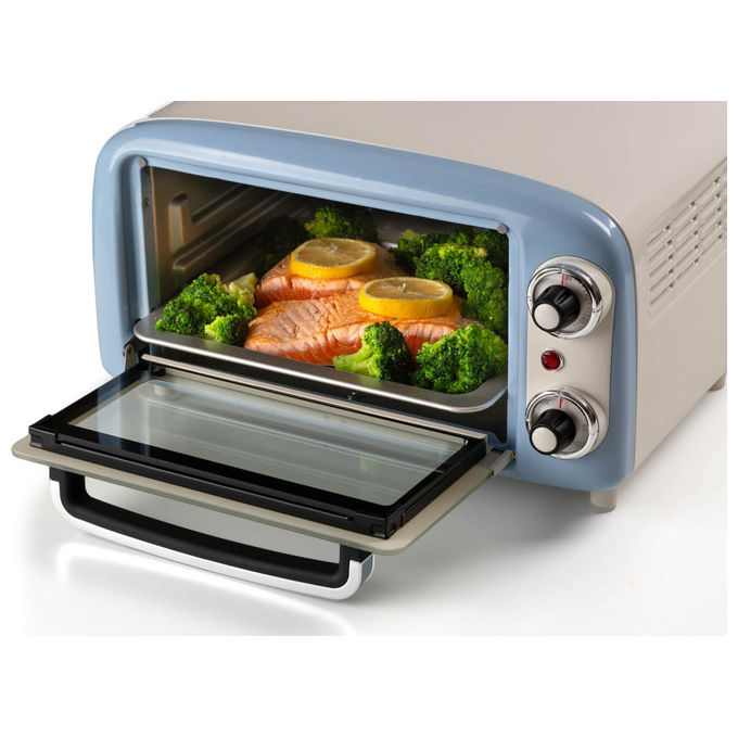 Ariete 3919 Vintage Forno Elettrico 10 L 800W Grill Timer 60 min Doppio Vetro colore Celeste