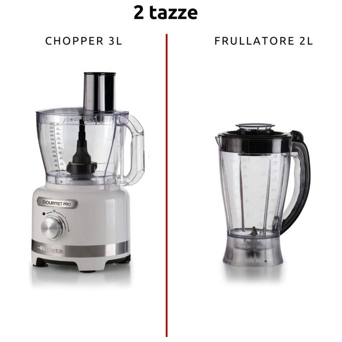Ariete 1782 Gourmet Pro Moderna Robot da Cucina Tritatutto 3L Frullatore 2L 1000W 2 Velocita' Pulse colore Bianco