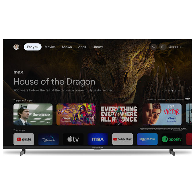 Thomson 43UG4S14 Q70 Series Smart TV 43'' 4K Ultra HD LED Google TV HDR10 Wi-Fi Bluetooth 4 HDMI colore Nero