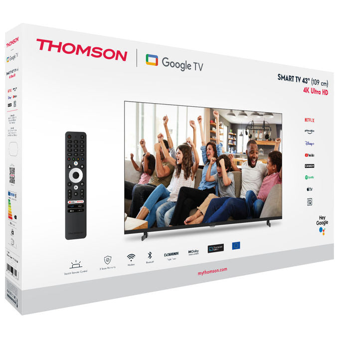 Thomson 43UG4S14 Q70 Series Smart TV 43'' 4K Ultra HD LED Google TV HDR10 Wi-Fi Bluetooth 4 HDMI colore Nero
