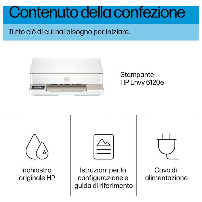 HP 714L8B ENVY 6120e Stampante Multifunzione Inkjet A4 Wi-Fi Fronte Retro Automatico 4800x1200 DPI colore Beige