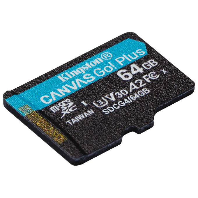 Kingston microSDXC 64GB Canvas Go Plus 200MB-s U3 V30 A2 Scheda di Memoria UHS-I