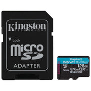 Kingston SDCG4-128GB Canvas Go Plus Scheda microSDXC 128 GB 200 MB-s UHS-I U3 V30 A2 con adattatore SD colore Nero Turchese