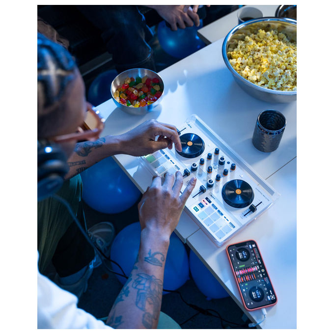 HERCULES DJ Control Mix Ultra Controller DJ Portatile Bluetooth Bianco
