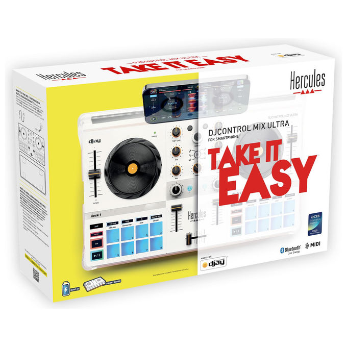 HERCULES DJ Control Mix Ultra Controller DJ Portatile Bluetooth Bianco