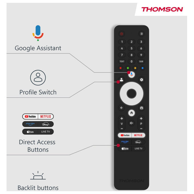 Thomson 43QG4S14 Smart TV 43'' QLED 4K Ultra HD Google TV HDR10 Dolby Vision Triple Tuner Wi-Fi colore Grigio