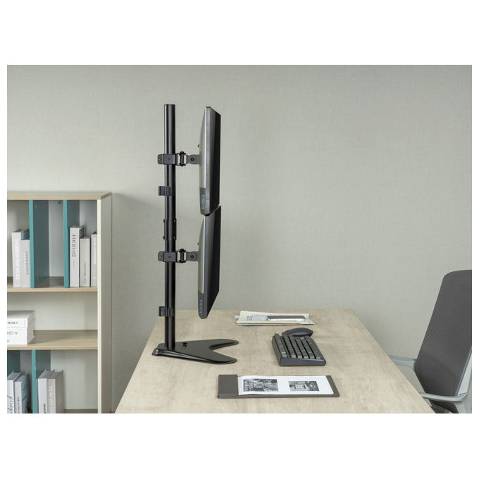 Equip Supporto Verticale 2 Monitor 17-32'' Nero 9kg Regolabile Scrivania VESA