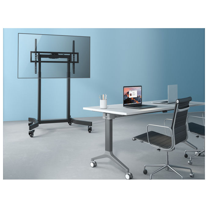 Equip Carrello TV Motorizzato 55-100'' 120kg VESA 800x600 4 Ruote Bloccabili Nero