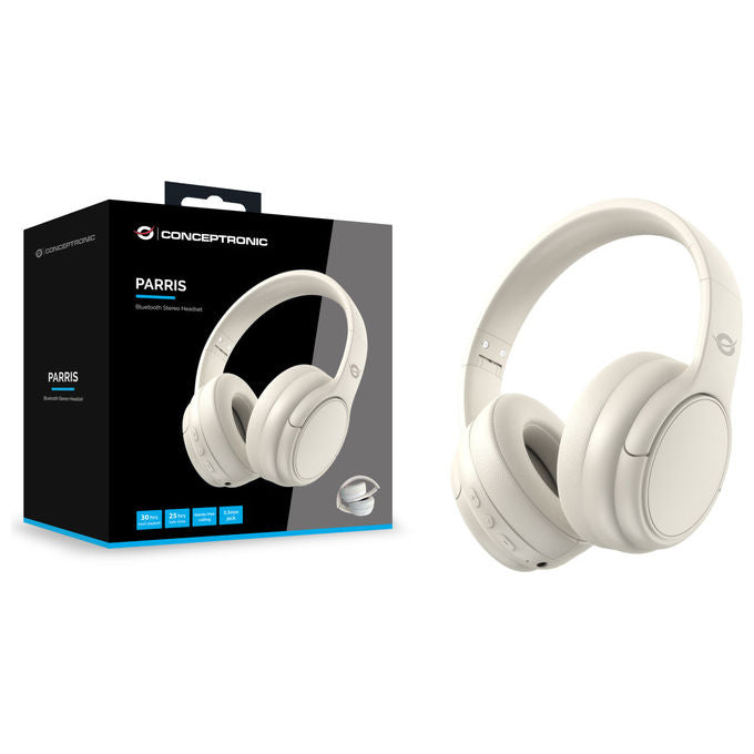 Conceptronic PARRIS03C Cuffia Bluetooth Stereo Circumaurale 30h Batteria Crema