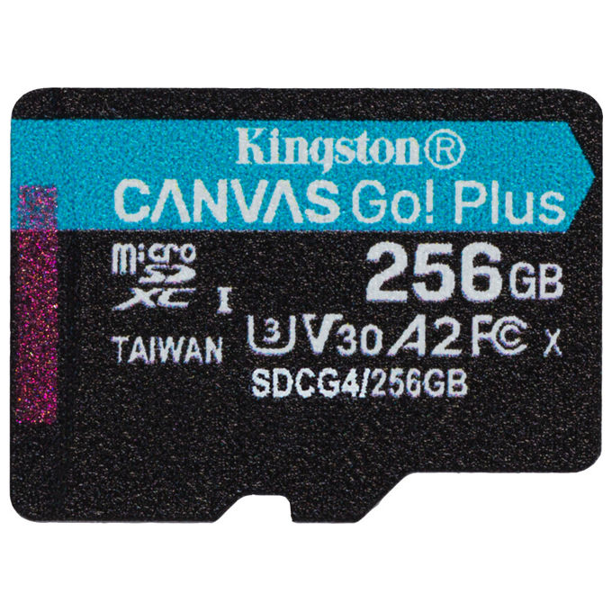 Kingston SDCG4-256GB Canvas Go Plus Gen4 Scheda microSDXC 256GB UHS-I U3 V30 A2 200MB-s colore Nero Turchese
