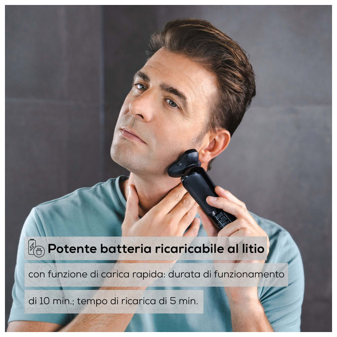 Beurer MN8X Rasoio Rotante Nero 3 Testine Flessibili Batteria Ricaricabile