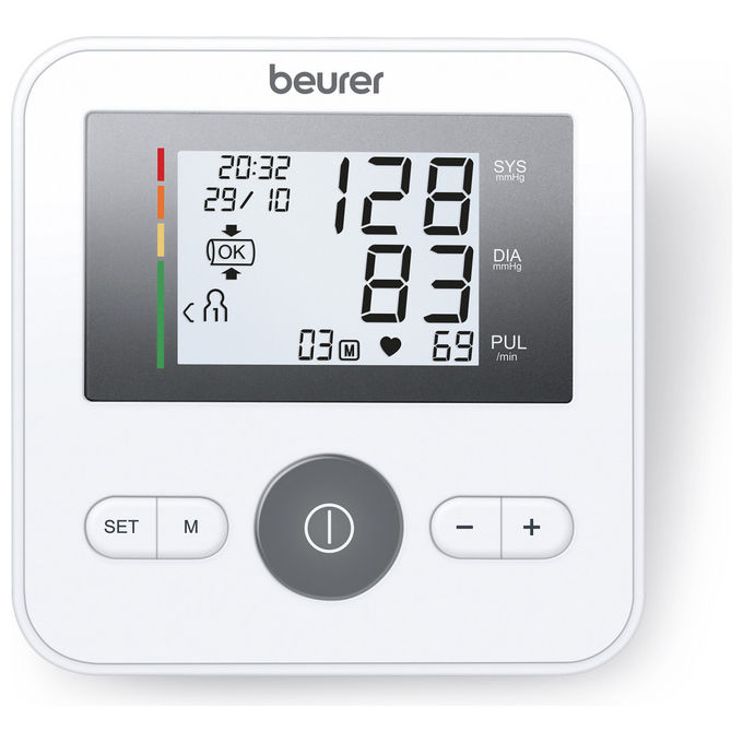 Beurer BM 27+ Misuratore Pressione Braccio 4 Utenti Rilevamento Aritmia USB-C App Beurer HealthManager Pro colore Bianco