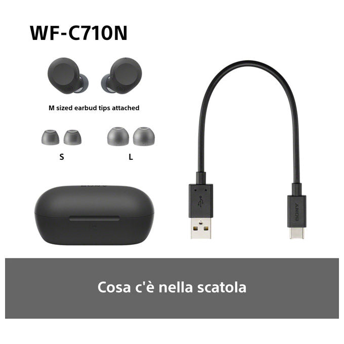 Sony WFC710NB.CE7 WF-C710N Auricolari True Wireless Noise Cancelling Bluetooth 5.3 IPX4 40h colore Nero