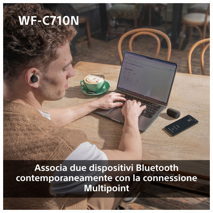 Sony WFC710NB.CE7 WF-C710N Auricolari True Wireless Noise Cancelling Bluetooth 5.3 IPX4 40h colore Nero