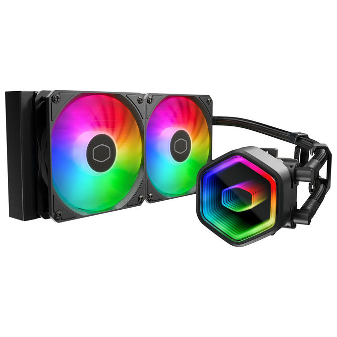 Cooler Master MLW-D24M-A18PA-R1 MasterLiquid 240 Core II Dissipatore a Liquido CPU ARGB 240mm 2x120mm PWM 1750 rpm 25 dB colore Nero