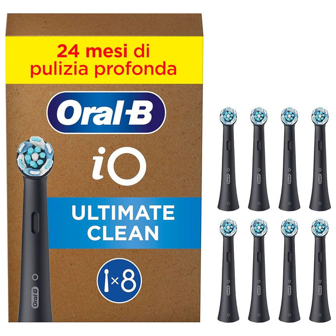 ORAL-B Testine di Ricambio iO Ultimate Clean Nero 3 pz per Spazzolini ORAL-B iO