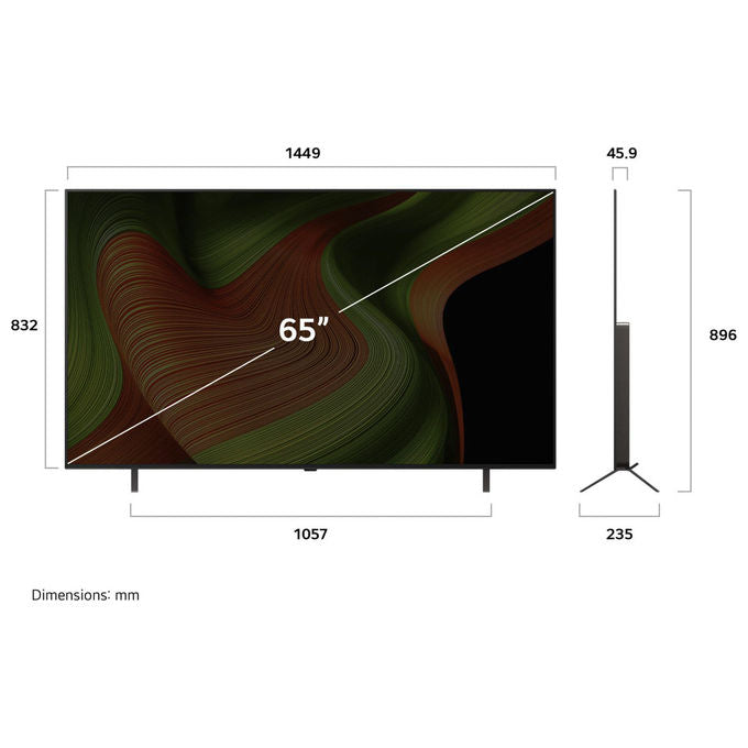 LG OLED65B56LA Serie B5 Smart TV OLED 65'' 4K α8 Gen2 Dolby Vision Dolby Atmos 4 HDMI VRR 120Hz G-Sync WebOS 25 colore Nero