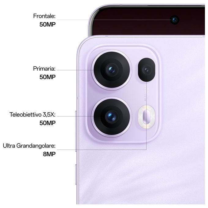 Oppo CPH2697 Reno13 Pro Smartphone 5G 6.83'' Tripla Fotocamera 50MP 12GB RAM 512GB Android 15 colore Viola