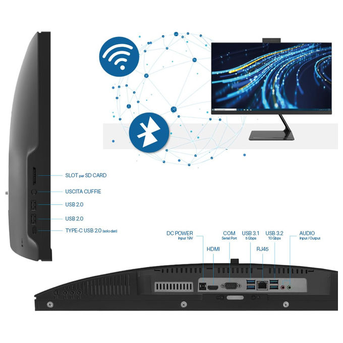 Atlantis A25-Z27-B Nexus PC All in One 27'' Full HD Barebone Chipset H610 Webcam 5MP Supporto CPU i3 i5 i7 colore Nero
