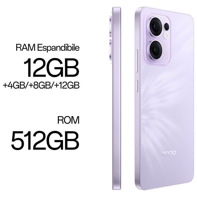 OPPO Reno13 FS Smartphone 5G 6.67'' AMOLED 512GB 12GB RAM Tripla Fotocamera Viola