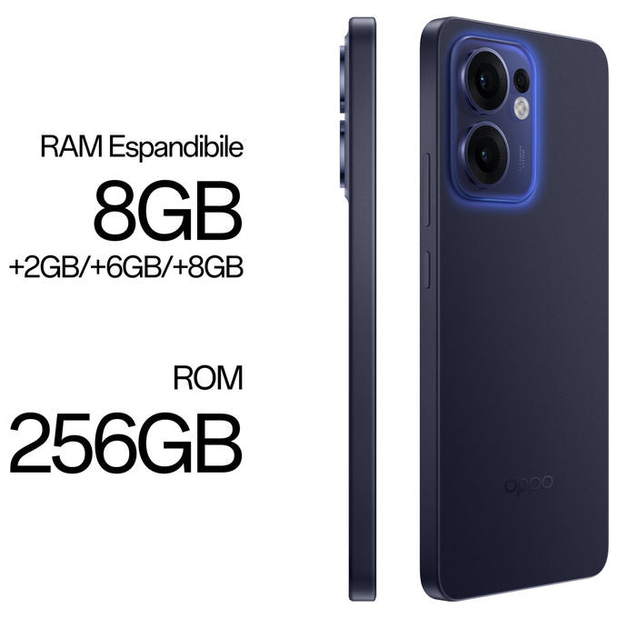 Oppo RENO13 F 5G Smartphone 8GB 256GB Display AMOLED 6.67'' 120Hz Tripla Fotocamera 50MP Batteria 5800mAh IP69 colore Luminous Blue