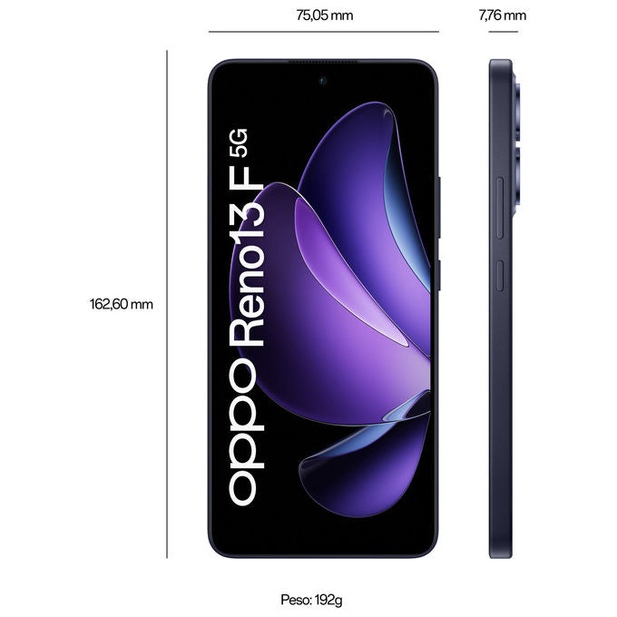 Oppo RENO13 F 5G Smartphone 8GB 256GB Display AMOLED 6.67'' 120Hz Tripla Fotocamera 50MP Batteria 5800mAh IP69 colore Luminous Blue