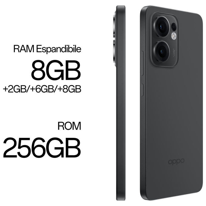 Oppo CPH2699 Reno13 F Smartphone 5G 8GB 256GB Display AMOLED 6.67'' 120Hz Tripla Fotocamera 50MP Batteria 5800mAh colore Grigio Grafite