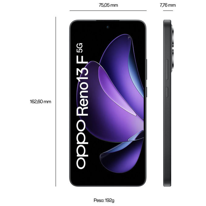 Oppo CPH2699 Reno13 F Smartphone 5G 8GB 256GB Display AMOLED 6.67'' 120Hz Tripla Fotocamera 50MP Batteria 5800mAh colore Grigio Grafite