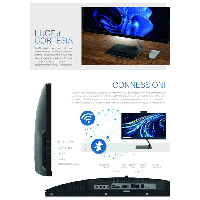 Atlantis NEXUS Z24 PC All in One 24'' Intel Core i5-12400 8GB DDR4 256GB NVMe Windows 11 Pro colore Nero