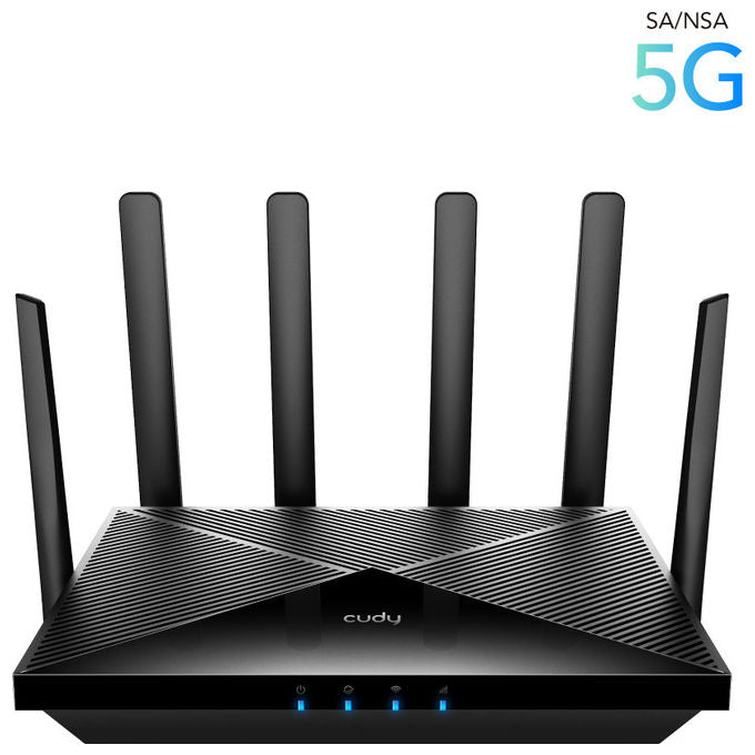 Cudy P5 Router Wireless 5G Wi-Fi 6 AX3000 Dual-band 2.4 GHz 5 GHz 4 Porte Gigabit Ethernet VPN Dual SIM colore Nero