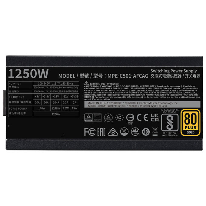 Cooler Master MWE Gold 1250 V2 Alimentatore ATX 1250W 80 PLUS Gold Modulare PSU PC