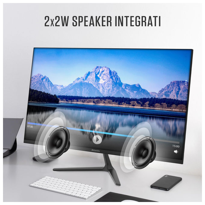 Atlantis A05-HE22VF-VHM Monitor PC 21.5'' VA Full HD 1920x1080 100Hz 5ms FreeSync VGA HDMI Multimediale colore Nero