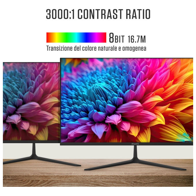 Atlantis A05-HE22VF-VHM Monitor PC 21.5'' VA Full HD 1920x1080 100Hz 5ms FreeSync VGA HDMI Multimediale colore Nero