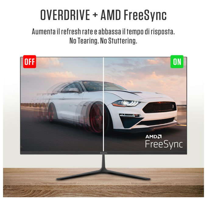 Atlantis A05-HE22VF-VHM Monitor PC 21.5'' VA Full HD 1920x1080 100Hz 5ms FreeSync VGA HDMI Multimediale colore Nero