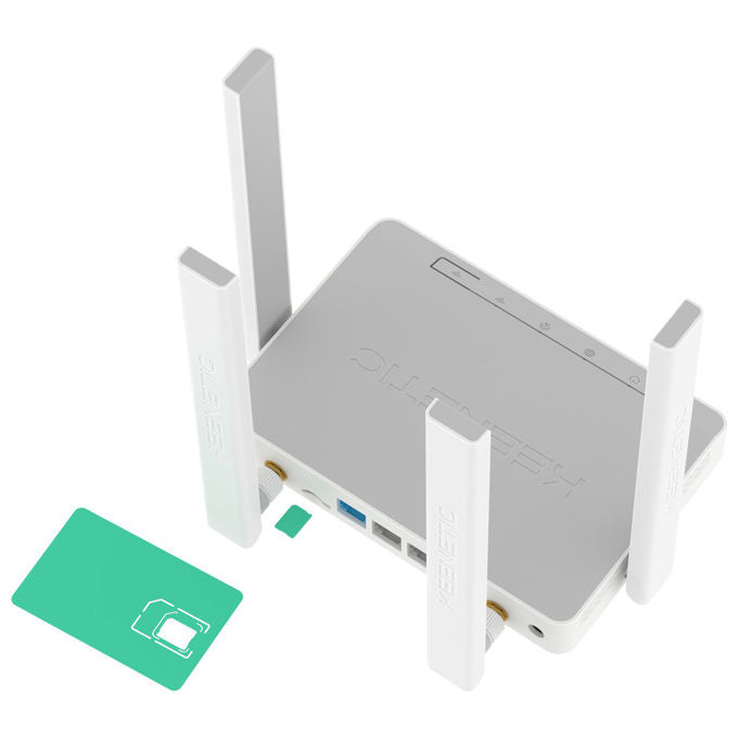 Keenetic Router Modem 4G KN-2212 Wi-Fi 300Mbps 4 Porte LTE VPN Grigio e Bianco